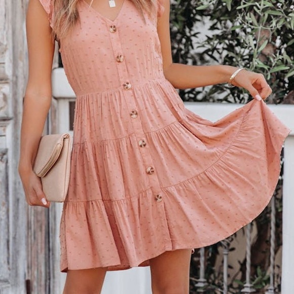 Altar’d State midi Dress size medium. Dusty peach. Style EM5991 - Picture 1 of 12